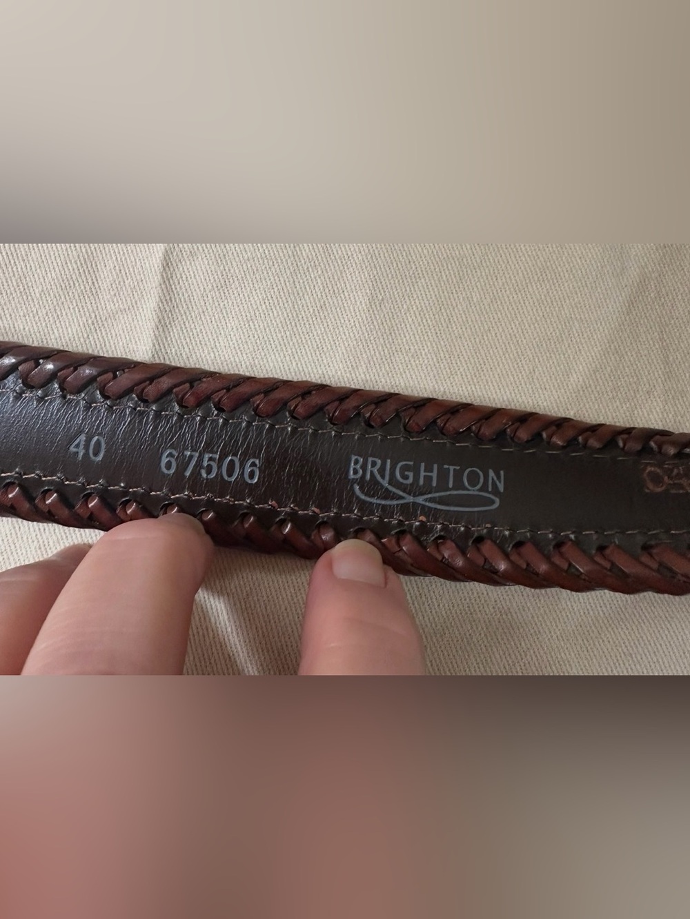 Brighton Santos fabric and leather belt men’s size 40 - Picture 7 of 7
